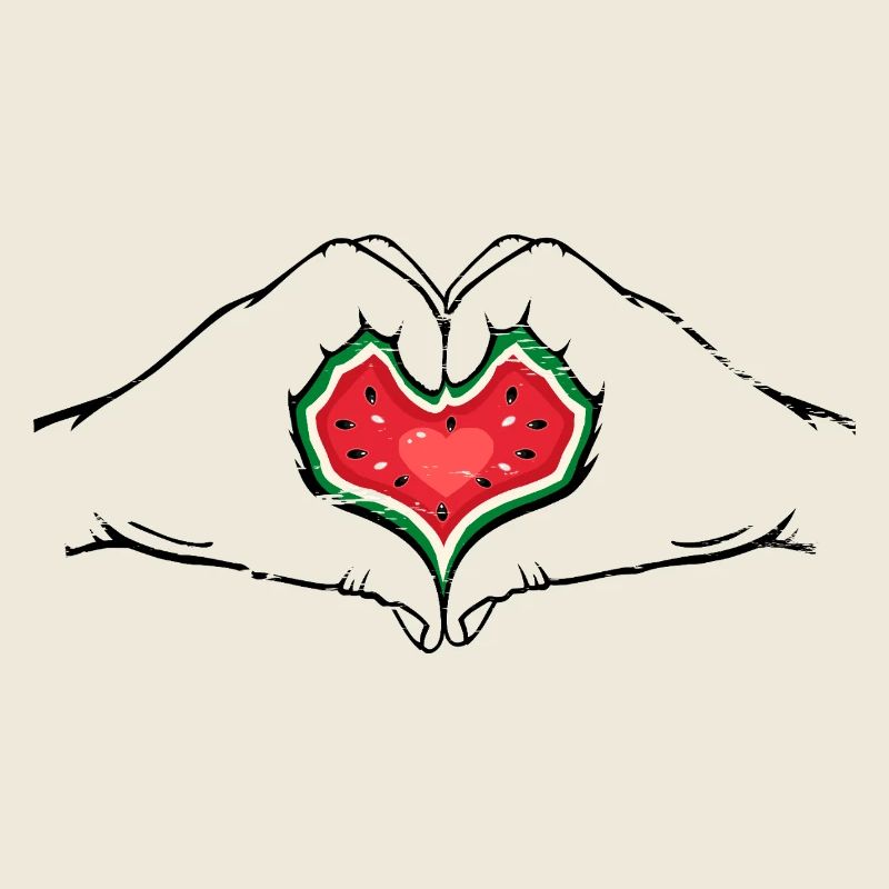 Watermelon Design Hands Heart Shape Used