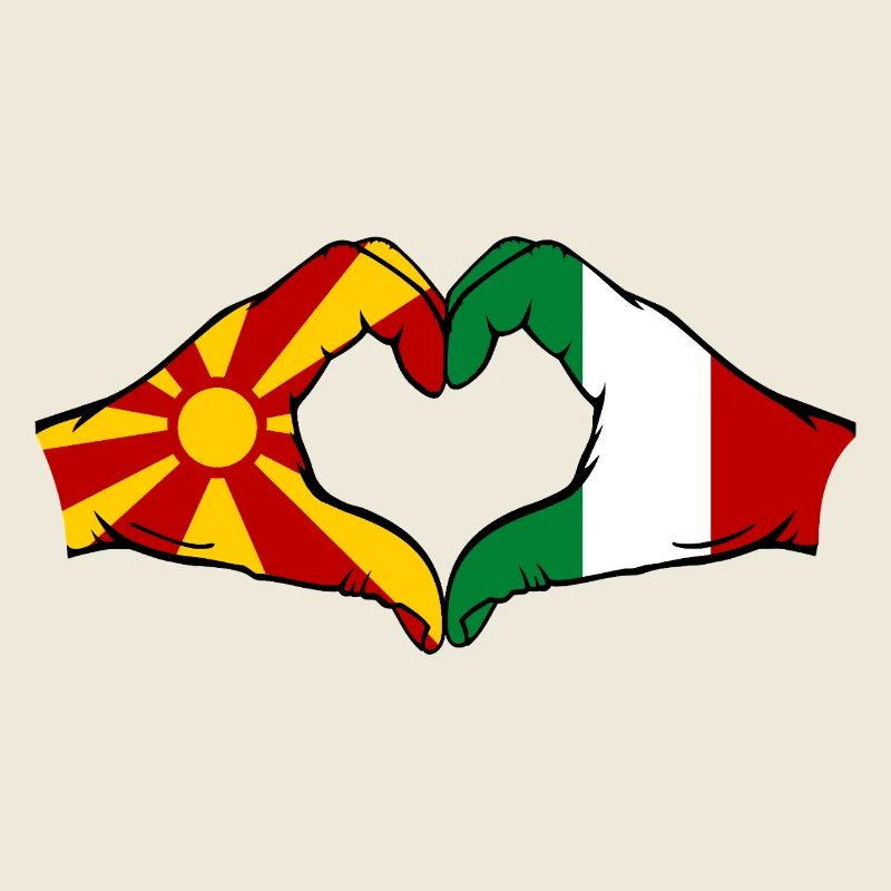 Monténégro Italie Drapeau Mains Forme Coeur