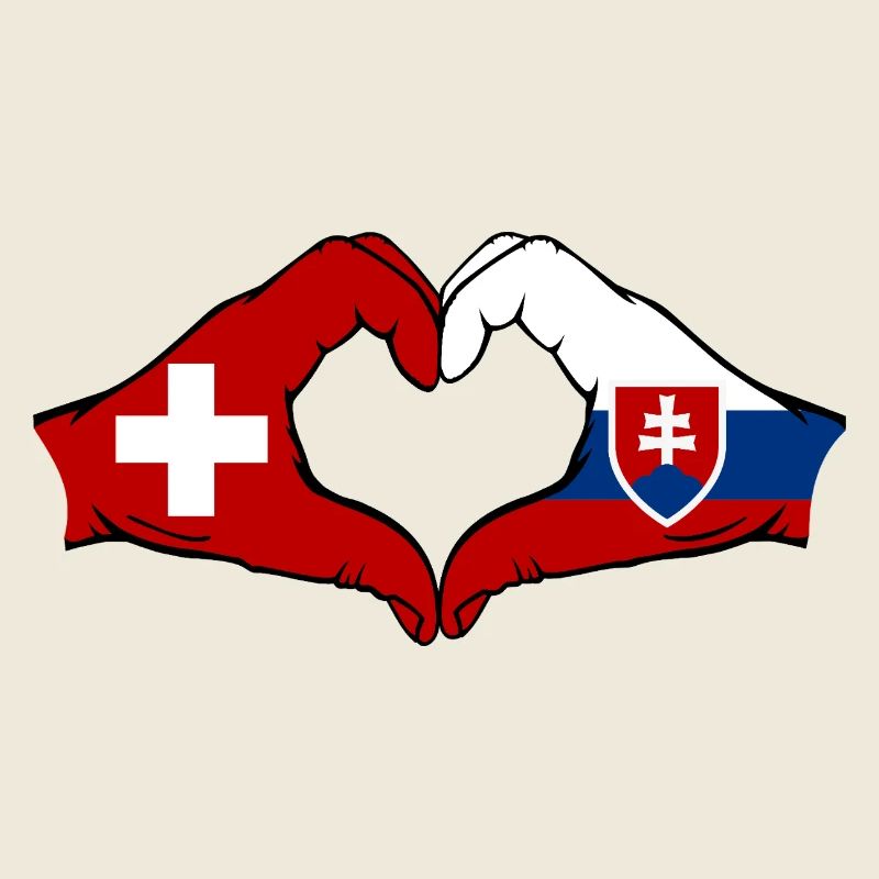 Suisse Slovaquie Drapeau Mains Coeur Forme