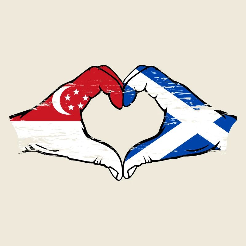 Singapour Drapeau de l’Écosse mains forme de coeur utilisé