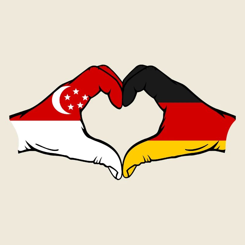 Singapore Germany Flag Hands Heart Shape