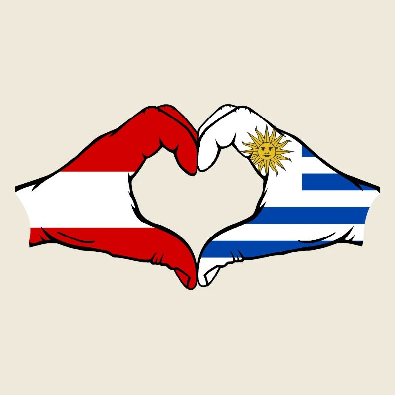Autriche Uruguay Drapeau Mains Coeur Forme