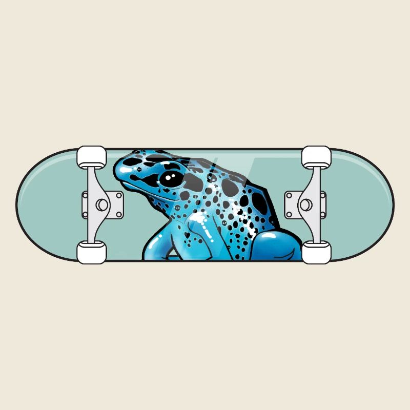 Blue Frog on Skateboard