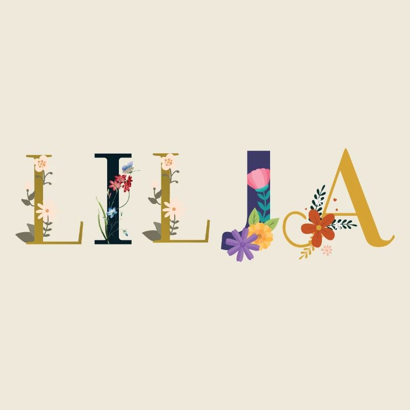 Le nom de LILJA décoré de fleurs