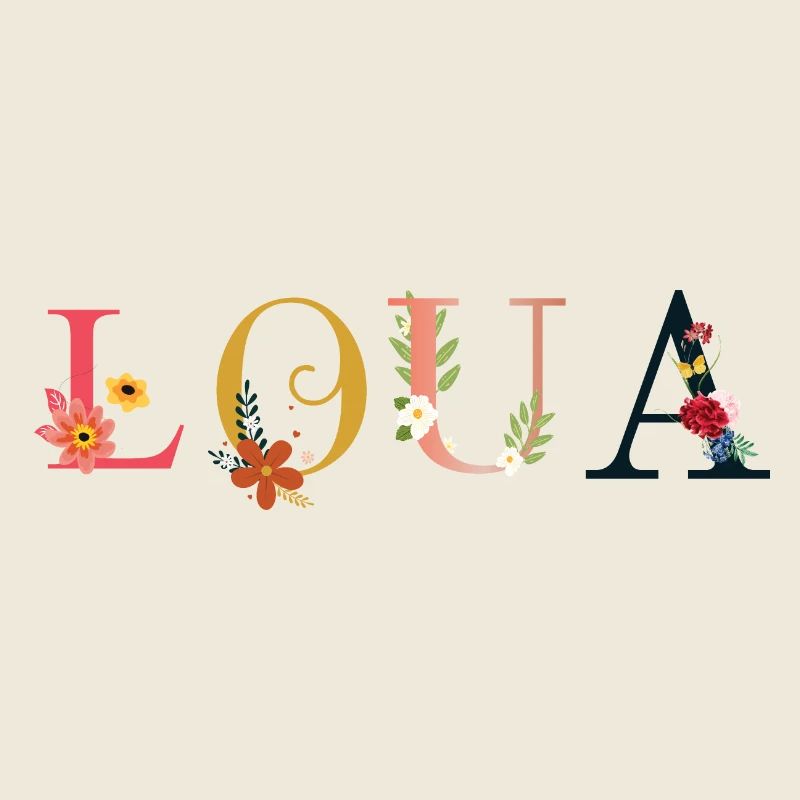 LOUA name decorated with flowers