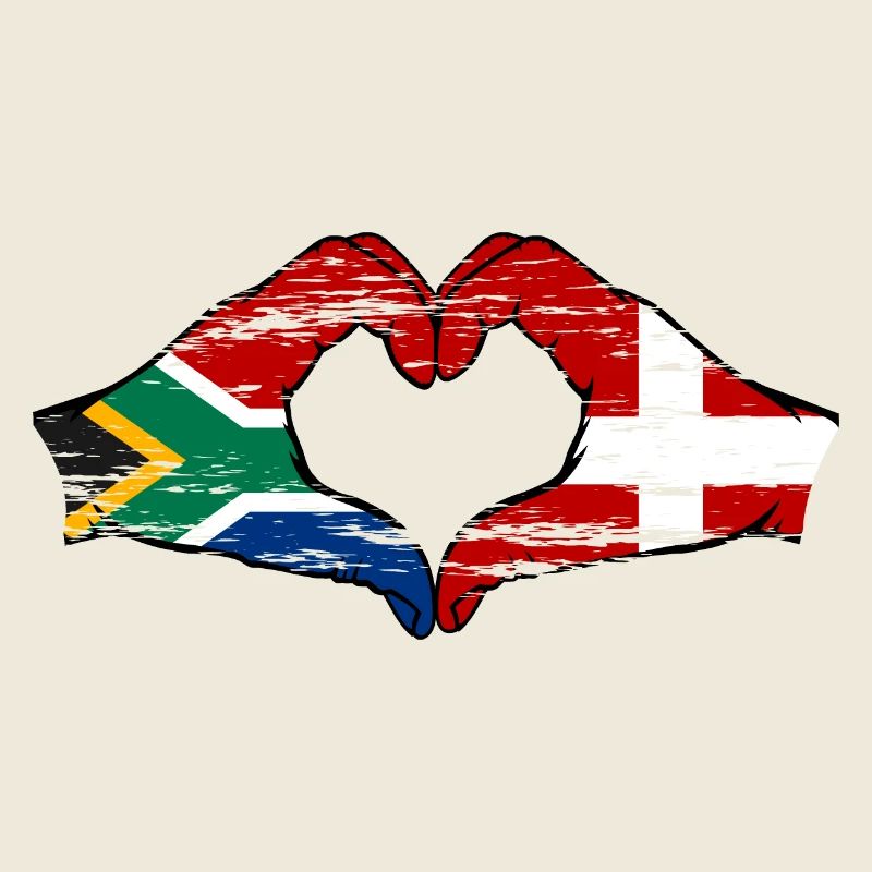 Afrique du Sud Danemark drapeau mains forme de coeur utilisé