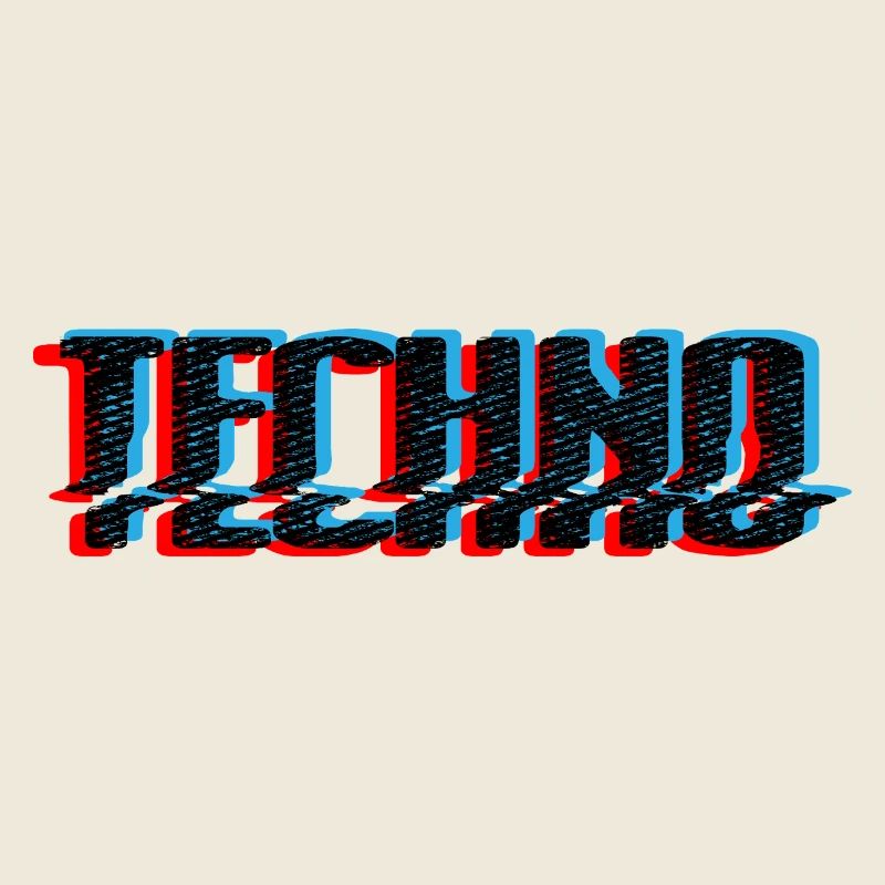 Techno Blue Neon Overprint Typografie
