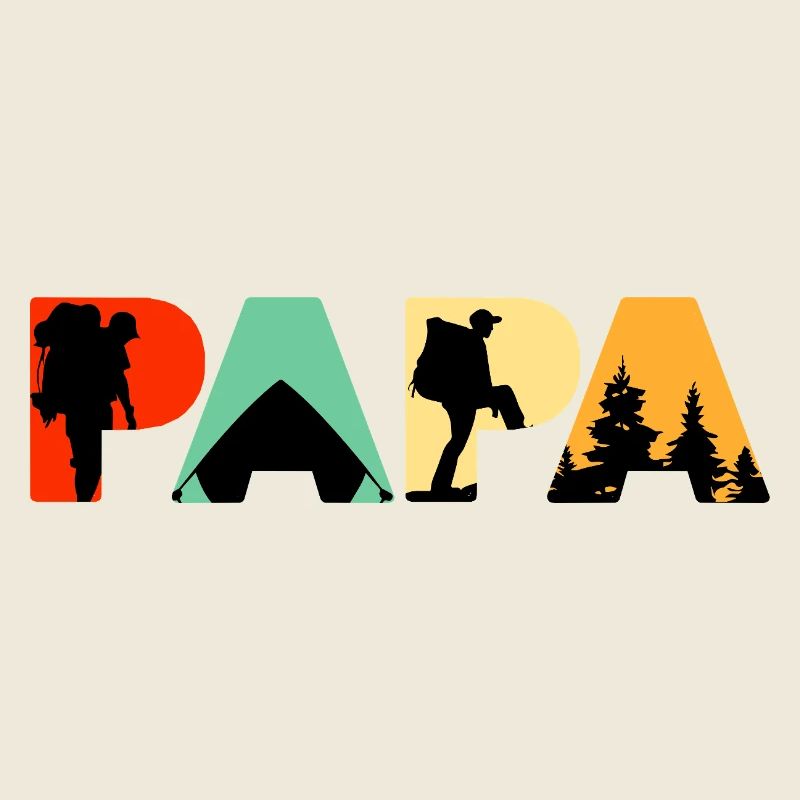 Papa Camping Randonnée Retro Vintage Silhouette