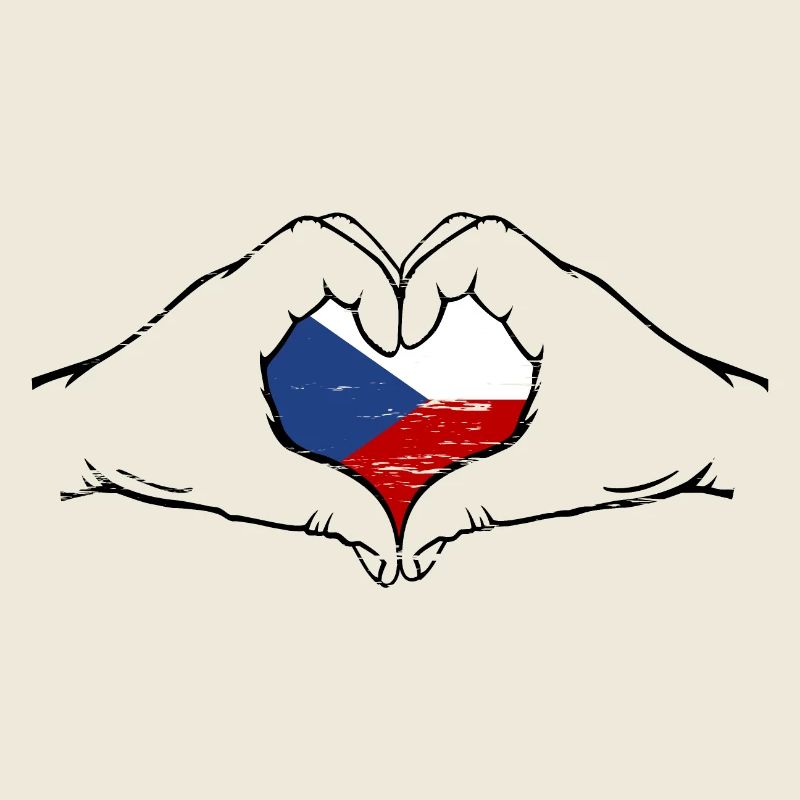 Drapeau de la République Tchèque Mains Coeur Forme Utilisé
