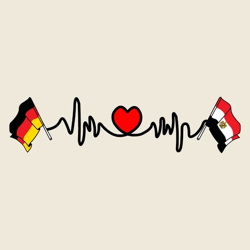 Cardio heart with Flag Germany and flag Egypt