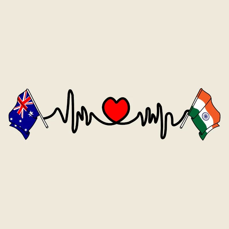 Flaggen Australien Cardio-Herz mit Flagge Indien