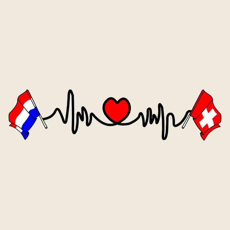 Cardio coeur avec drapeau Pays-Bas, drapeau Suisse