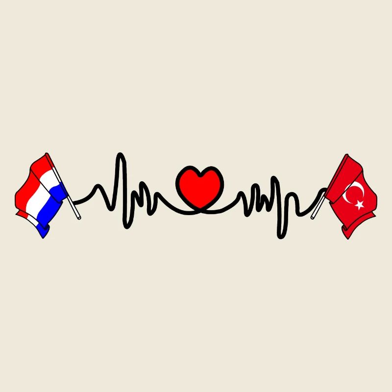 Cardio coeur avec drapeau Pays-Bas, drapeau Turquie