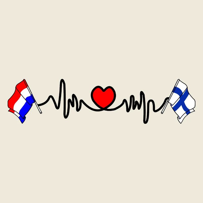 Cardio coeur avec drapeau Pays-Bas, Finlande