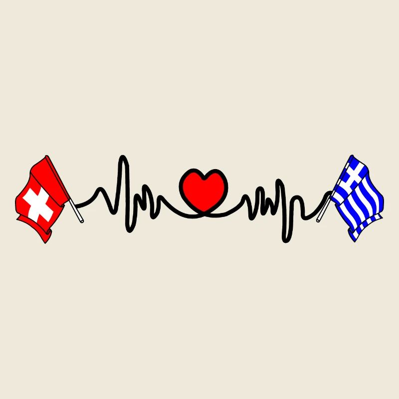 Cardio Heart with Flag Switzerland, Greece
