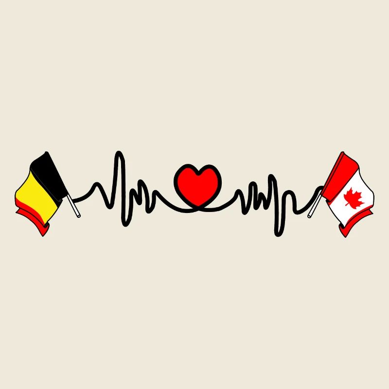 Cardio heart, Flag Belgium and flag Canada
