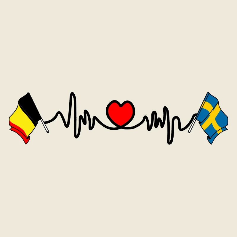 Cardio heart Drapeau Belgique, drapeau Suède