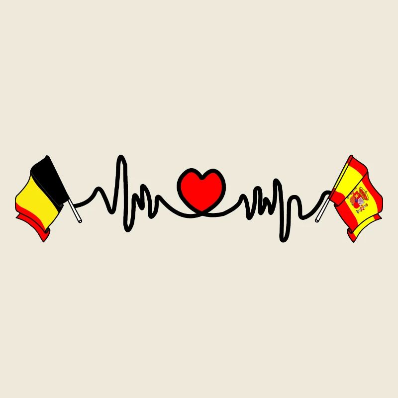 Cardio heart Drapeau Belgique, drapeau Espagne