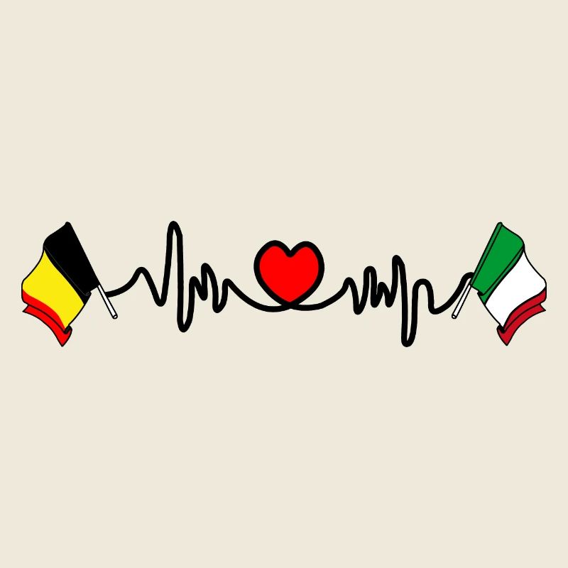 Cardio heart Drapeau Belgique, drapeau Italie
