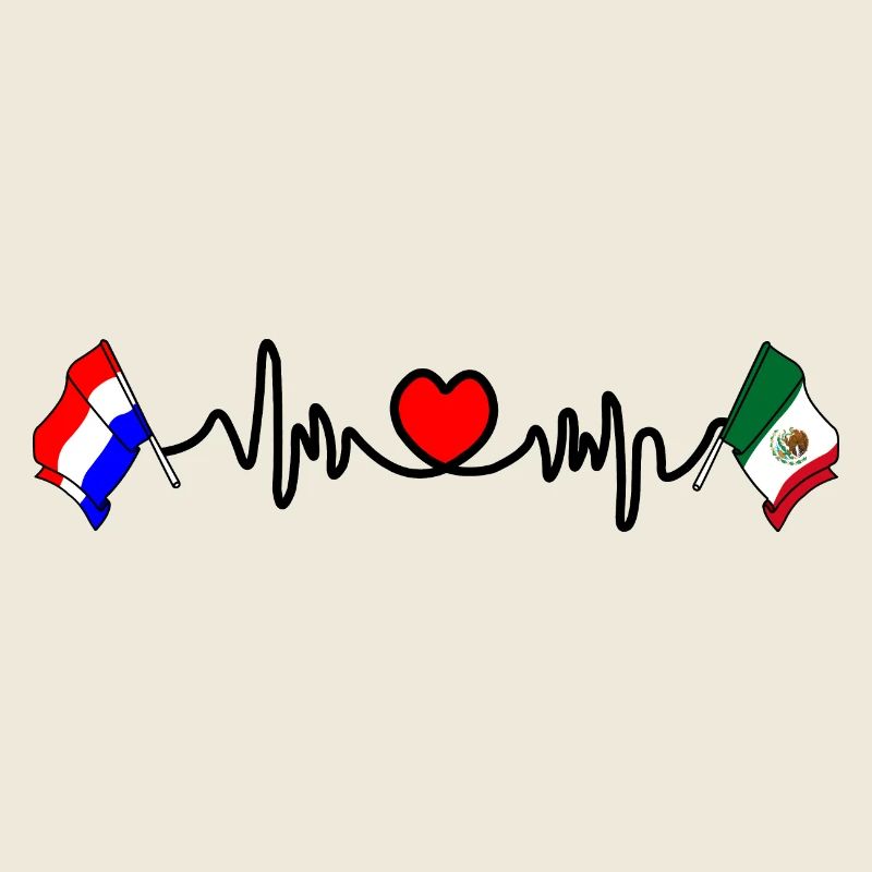 Cardio heart Drapeau Pays-Bas, drapeau Mexique