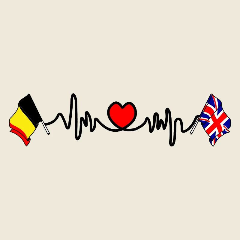 Cardio heart Drapeau de la Belgique, drapeau de l’Angleterre