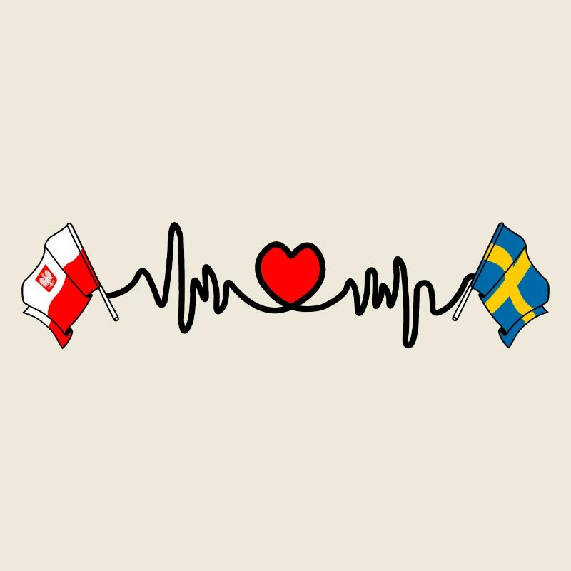 Cardio heart Drapeau Pologne, drapeau Suède