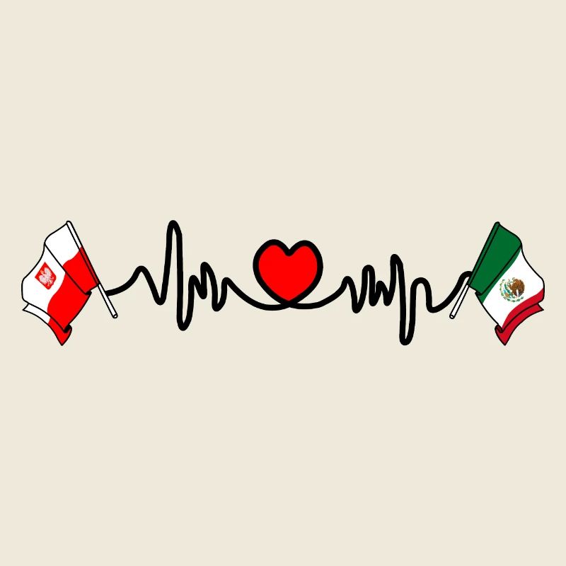 Cardio cardiaque Drapeau Pologne, drapeau Mexique