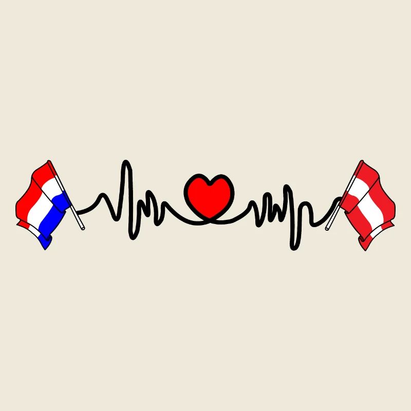 Cardio heart Drapeau Pays-Bas, drapeau Autriche