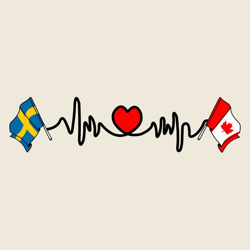 Cardio heart Drapeau Suède, drapeau Canada