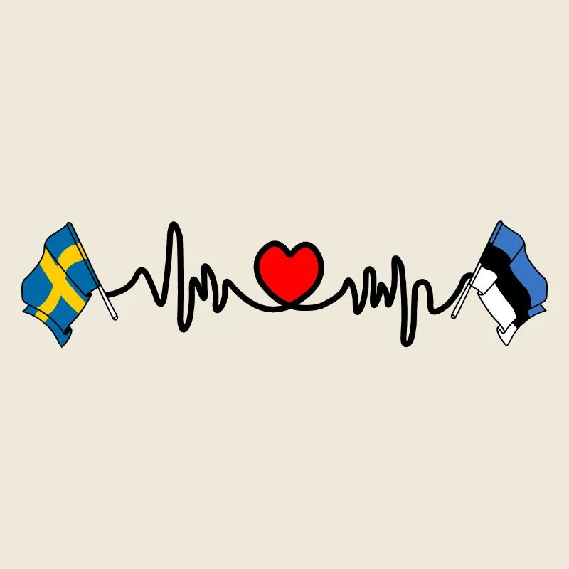 Cardio heart Drapeau Suède, drapeau Estonie