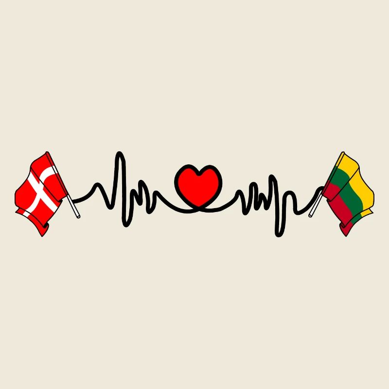 Cardio heart Drapeau Danemark, drapeau Lituanie