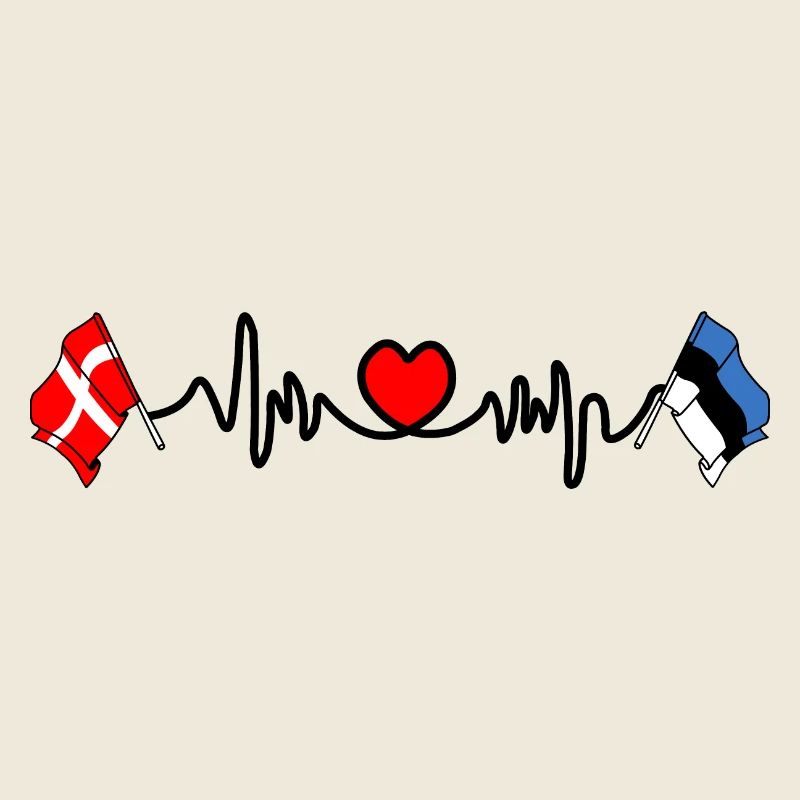 Cardio heart Drapeau Danemark, drapeau Estonie