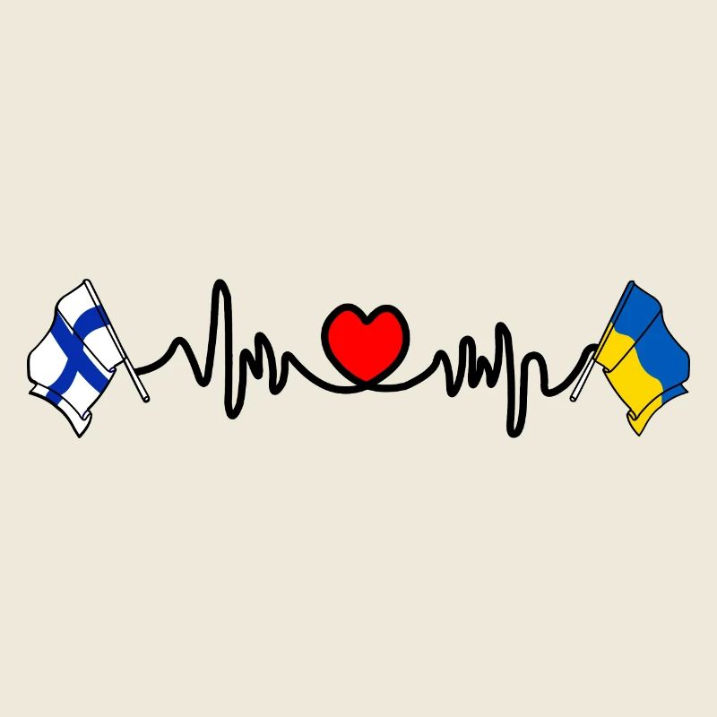 Cardio coeur Drapeau Finlande, drapeau Ukraine