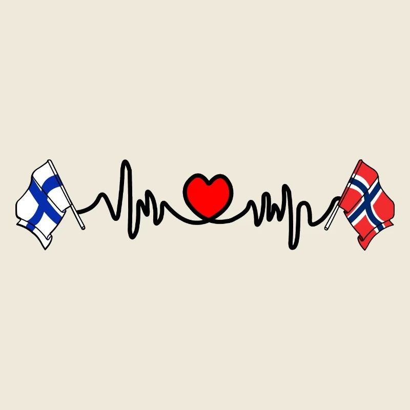 Cardio coeur Drapeau Finlande, drapeau Norvège