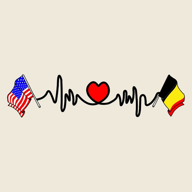 Cardio-Herz mit Flagge USA, Belgien