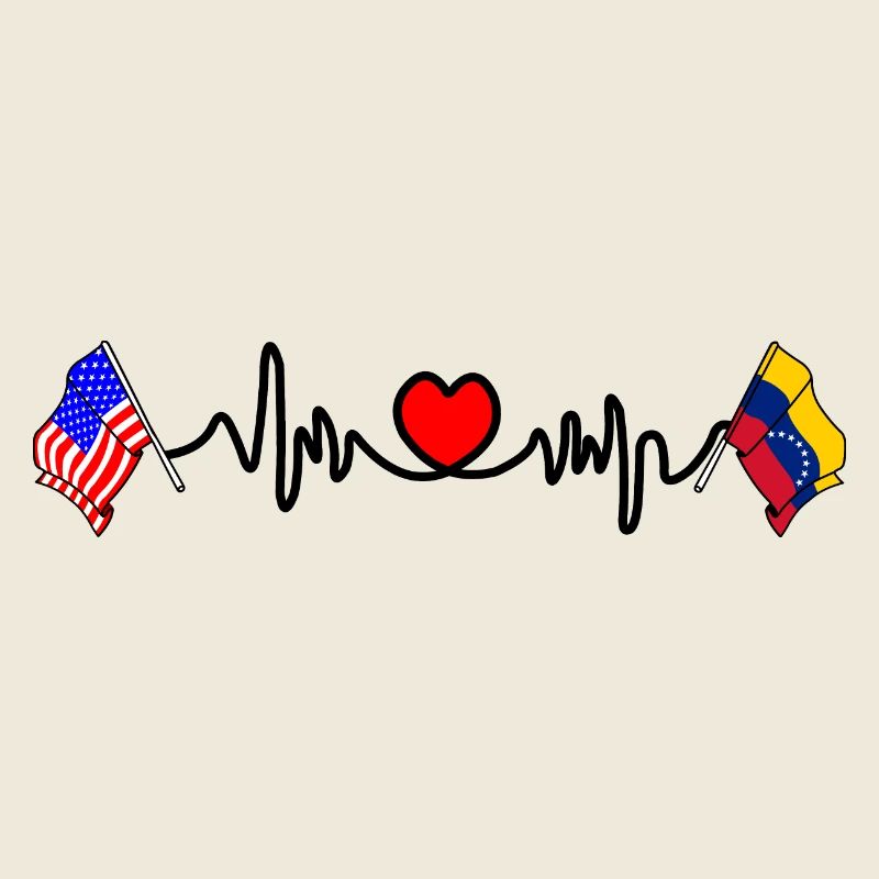 Cardio heart avec drapeau des États-Unis et drapeau du Venezuela