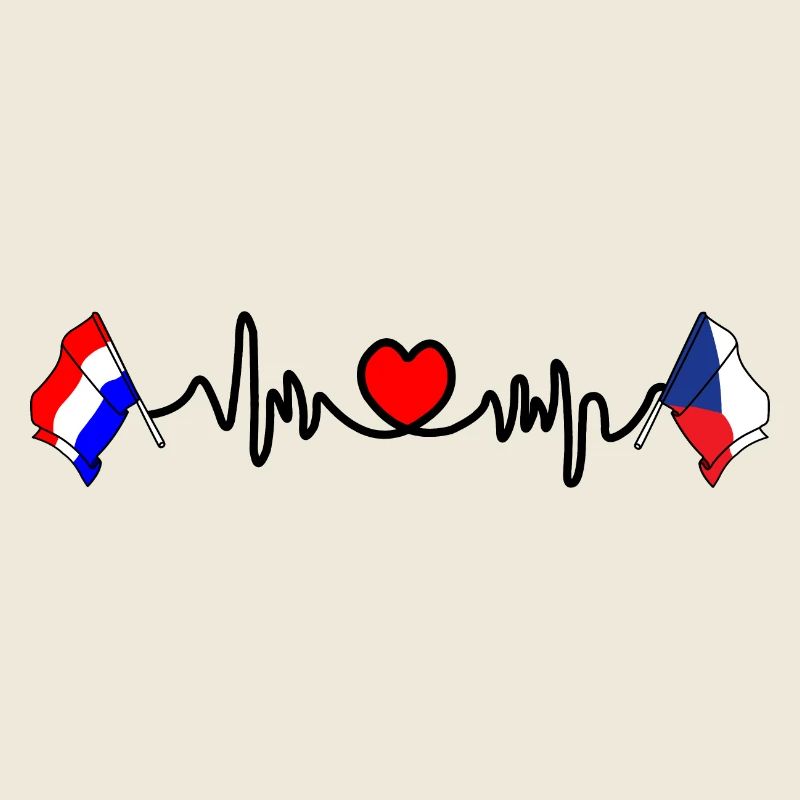 Cardio heart avec drapeau des Pays-Bas et drapeau de la République tchèque