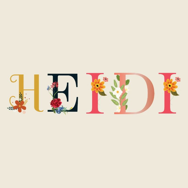 Nom HEIDI décoré de fleurs