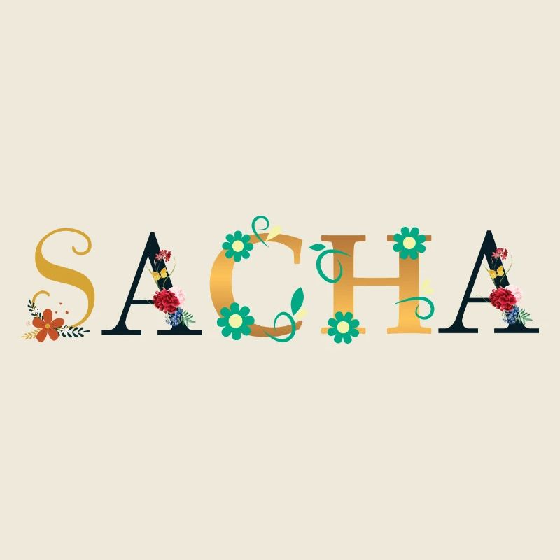 SACHA Name Adorned with Flowers