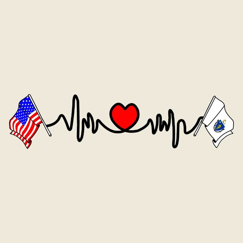 Cardio cardiaque avec drapeau des États-Unis et drapeau du Massachusetts