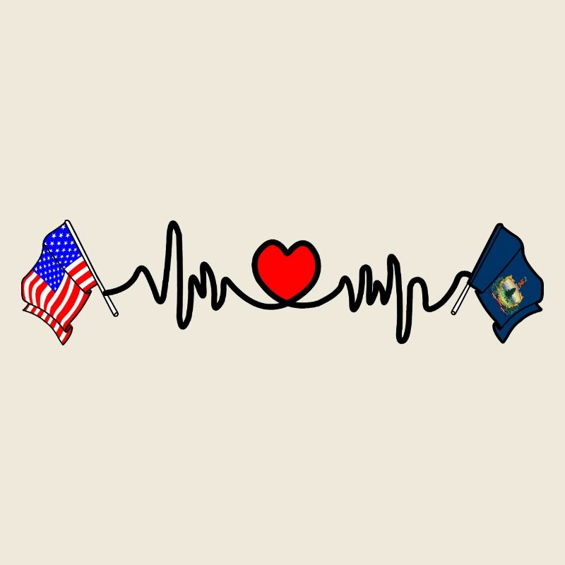 Cardio cardiaque avec drapeau des États-Unis et drapeau du Vermont
