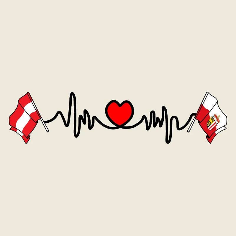 Upper Austria Flag Heartbeat