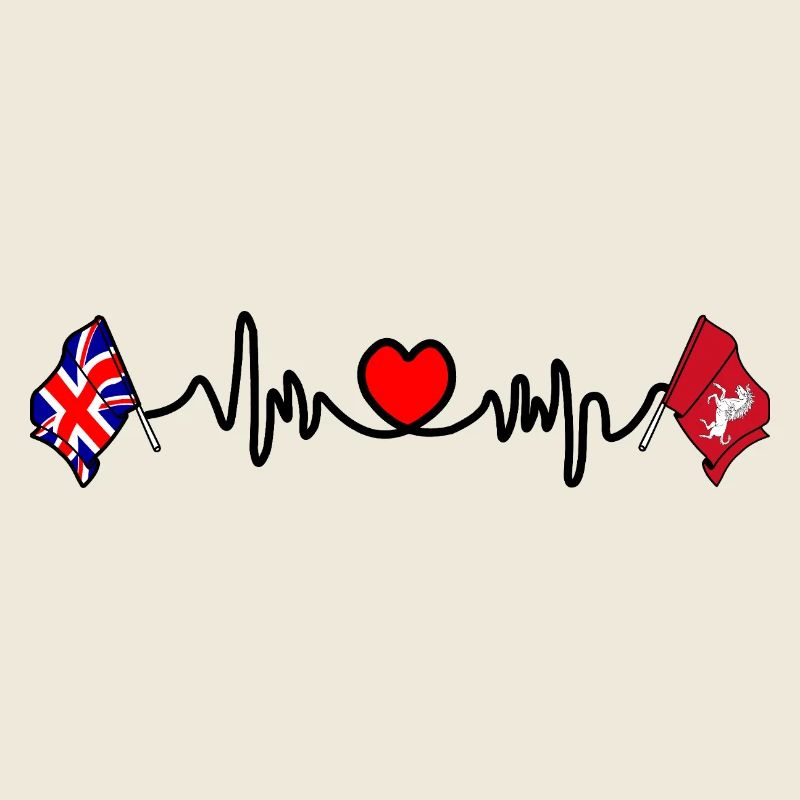 Drapeau du Kent + Battement de cœur + Drapeau du Royaume-Uni