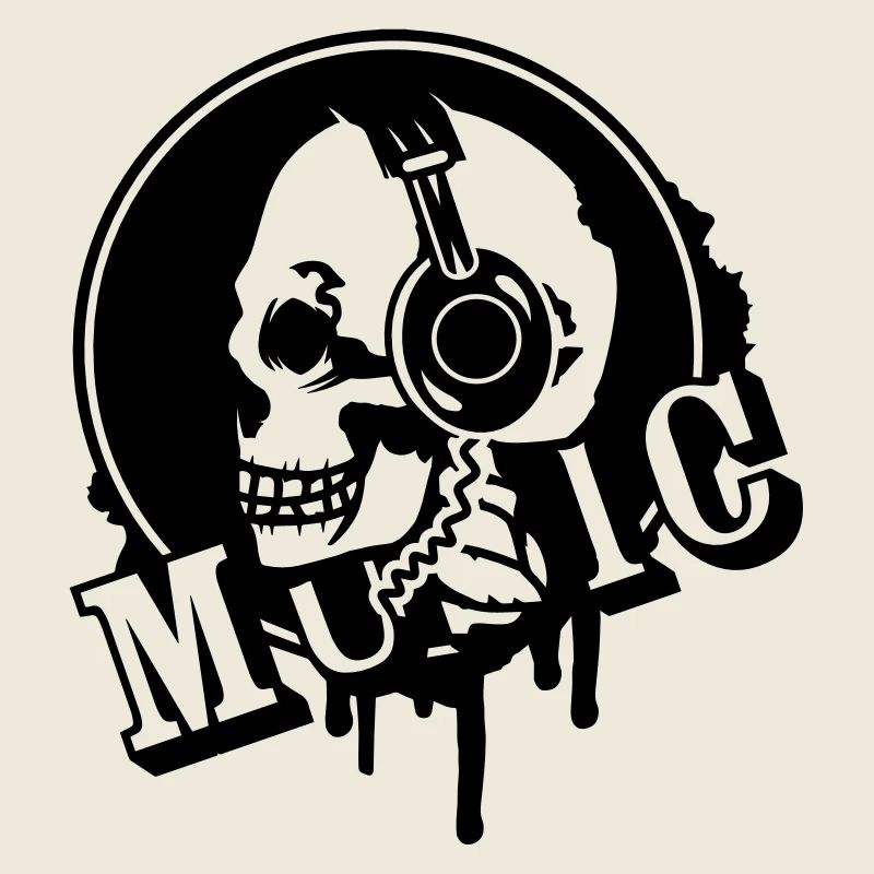 A skull with headphone in profile