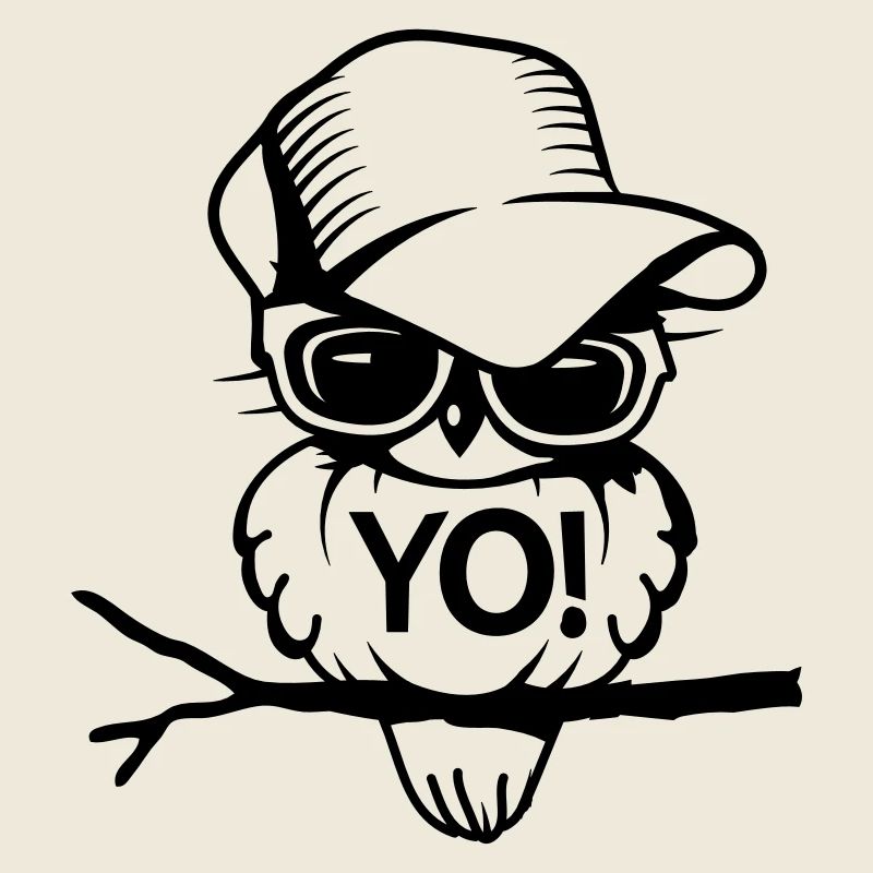 Vogel mit Brille und Baseballcap