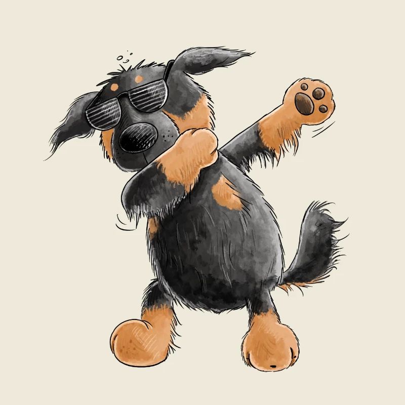 Hovawart Dab Dance Comic I Dabbender Hund