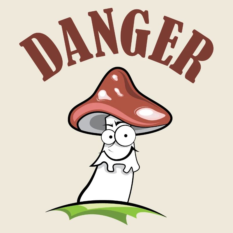 Toadstool danger symbol comic funny