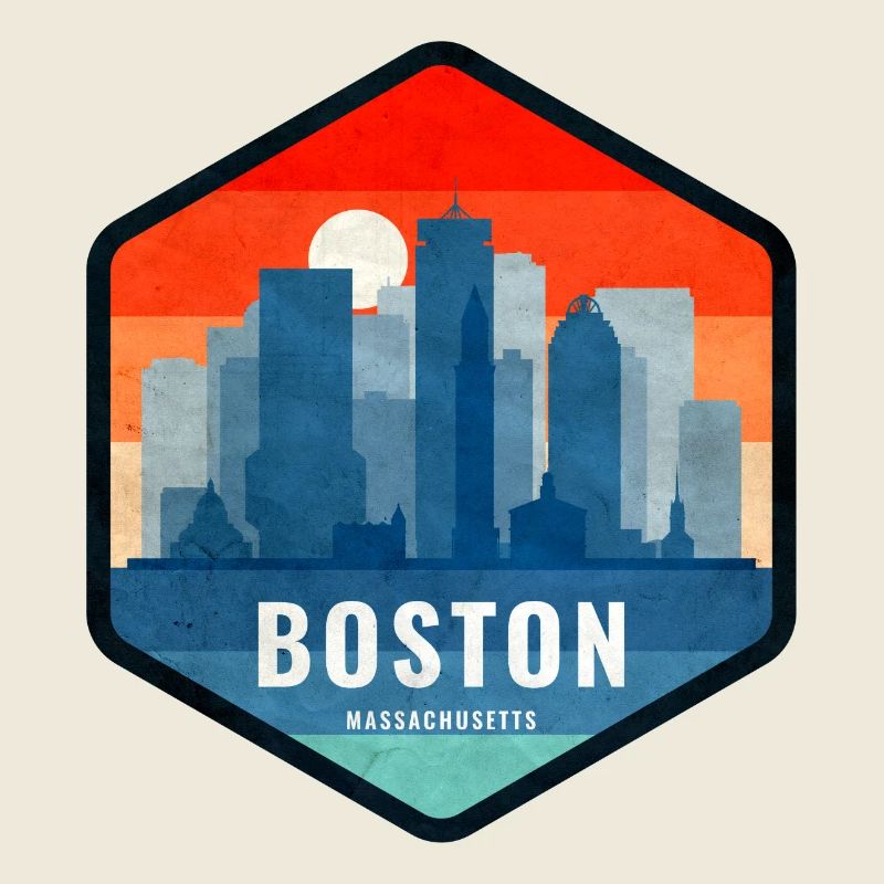 Badge rétro Boston Skyline