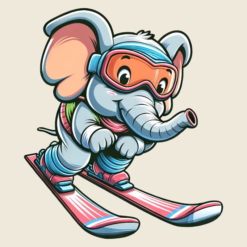 Cute elephant on skis - Looking forward to