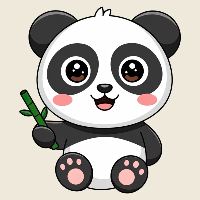 Mignon bébé panda avec bambou